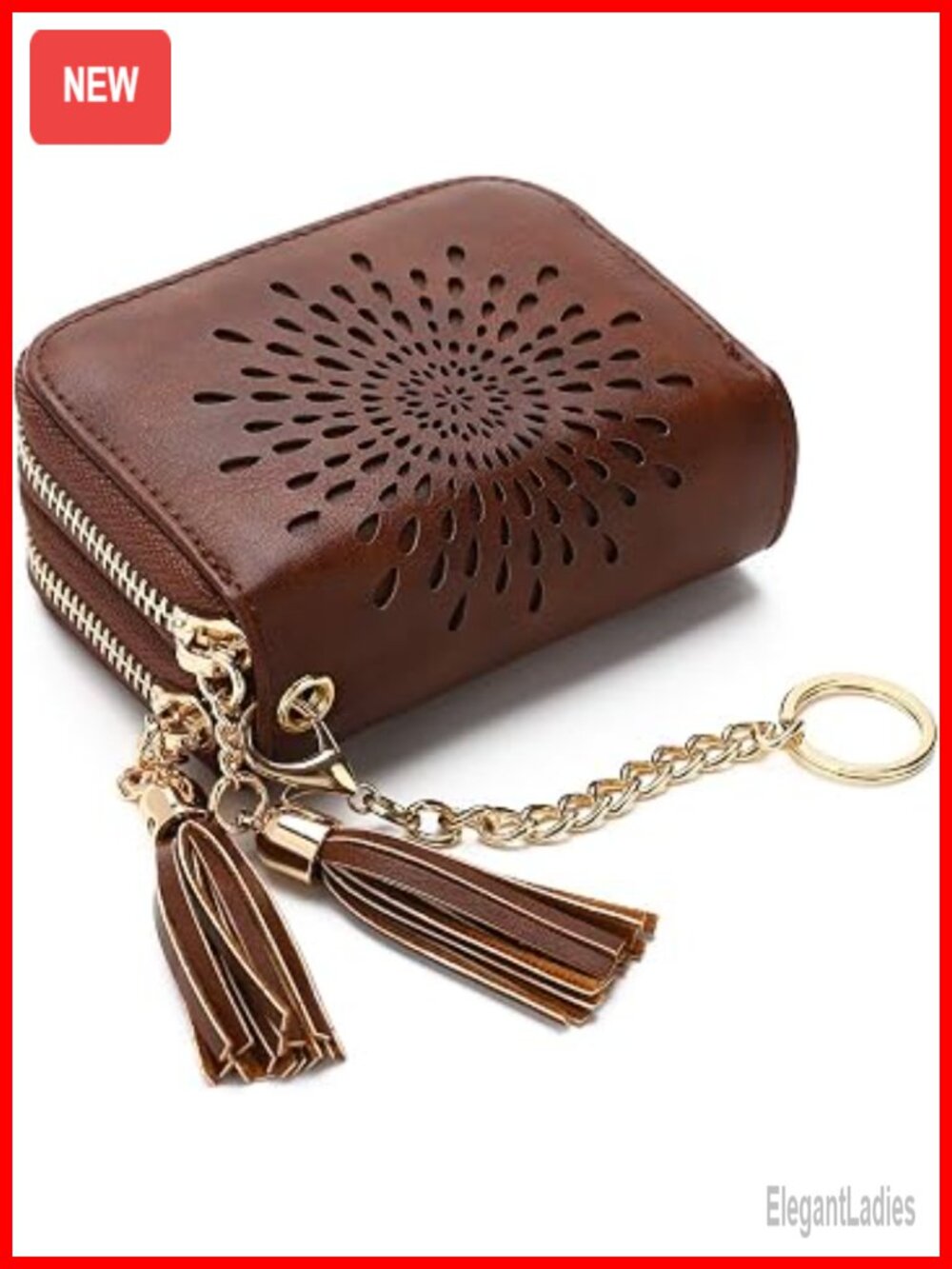 RFID Credit Card Holder Zipper Card Case Keychain Small Wallet Faux Leather